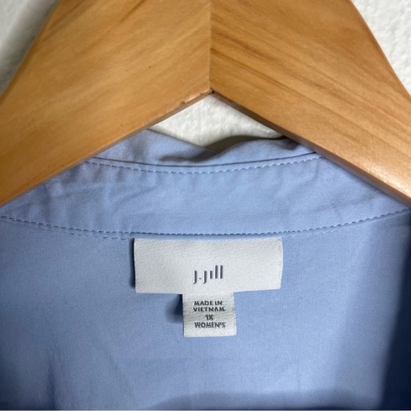 J Jill Two Piece Blouse Cami Set Blue Cotton Blend Button Down Tie Front Size 1X - Picture 3 of 11